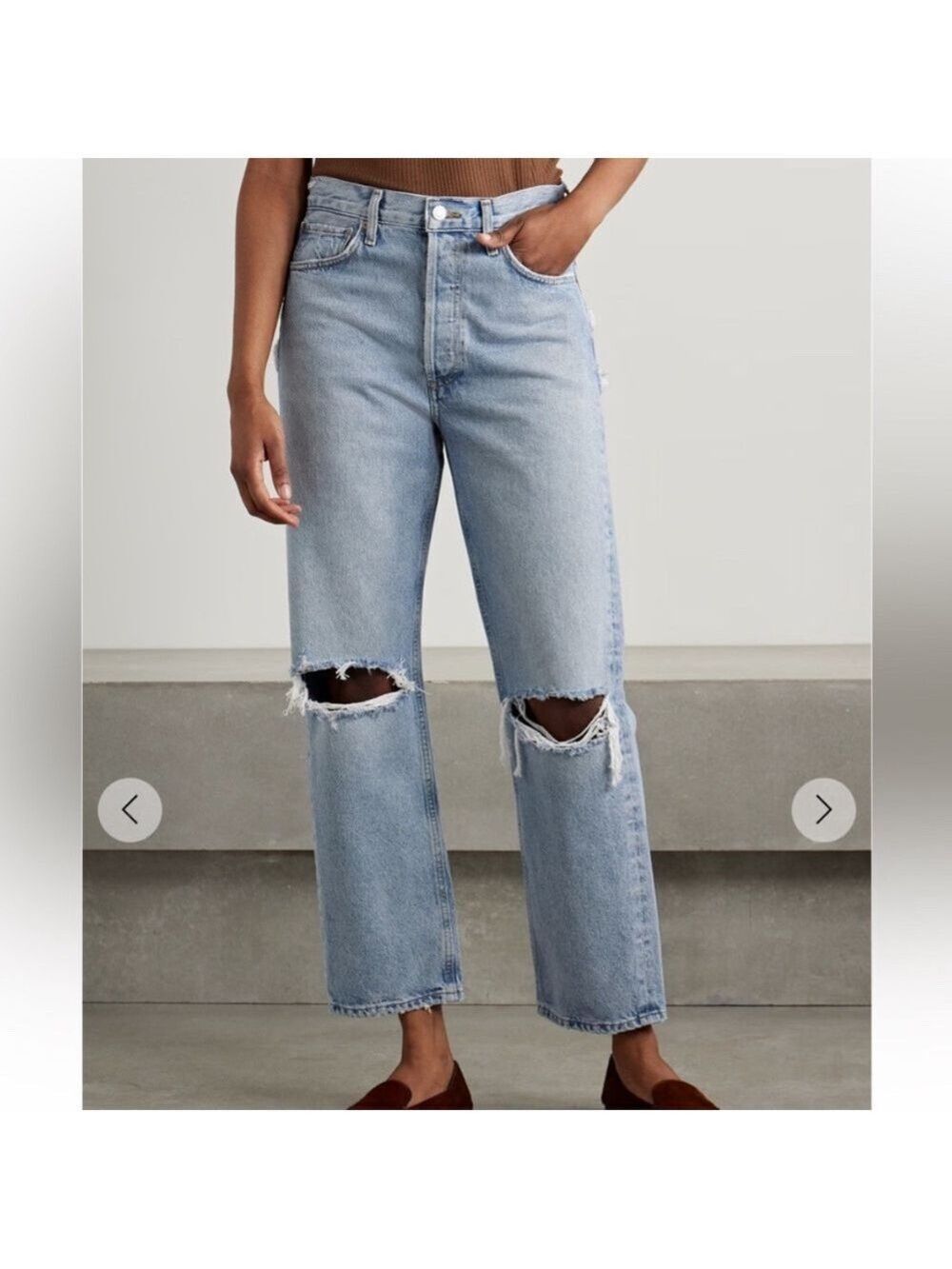 Agolde Light 90’s JEAN MID RISE LOOSE FIT IN ALTER Ripped Jeans SIZE 23 fit 26